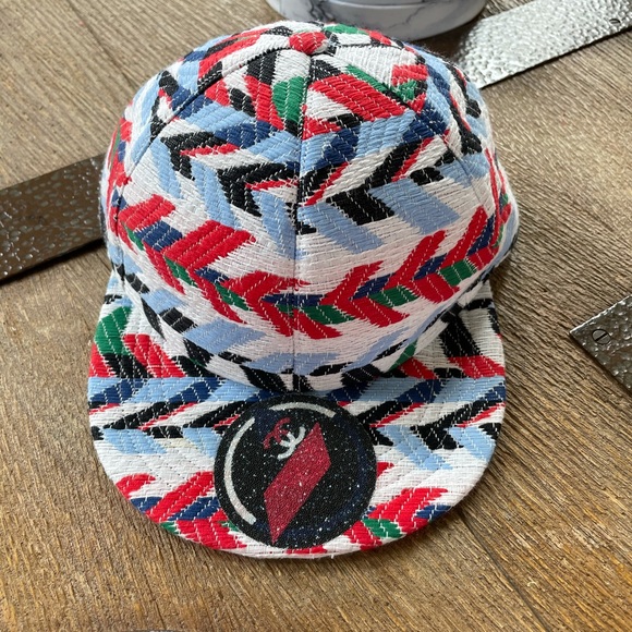 CHANEL Accessories - NWT Chanel tweed logo hat red blue baseball cap